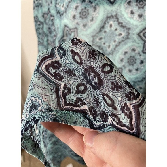 Womens Plus 3X Spring Career Casual Semi Sheer Short Sleeved Blue Handmade Tunic - Picture 5 of 8